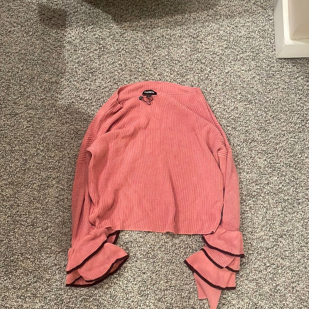 Pink ruffle sleeve EXPRESS sweater size medium